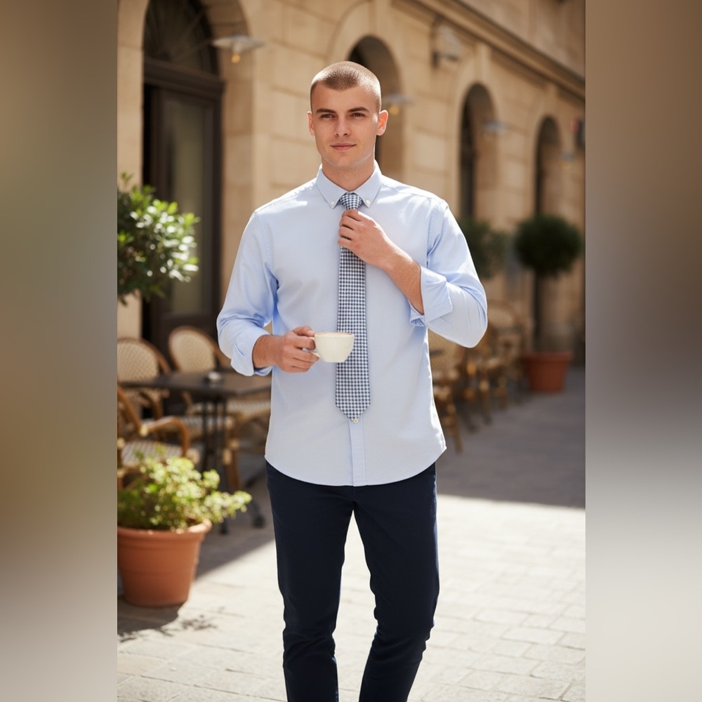 ( CALVIN KLEIN) Blue Checkered Men's Tie